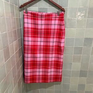 ZARA / TARTAN CHECK SKIRT / PINK + RED / SIZE L